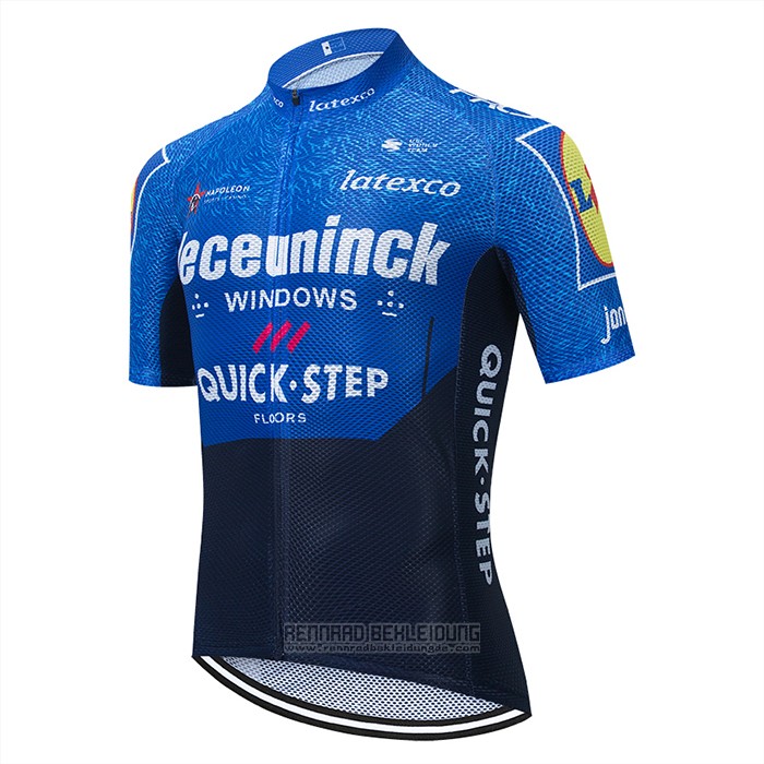 2021 Fahrradbekleidung Deceuninck Quick Step Blau Volett Trikot Kurzarm und Tragerhose - zum Schließen ins Bild klicken